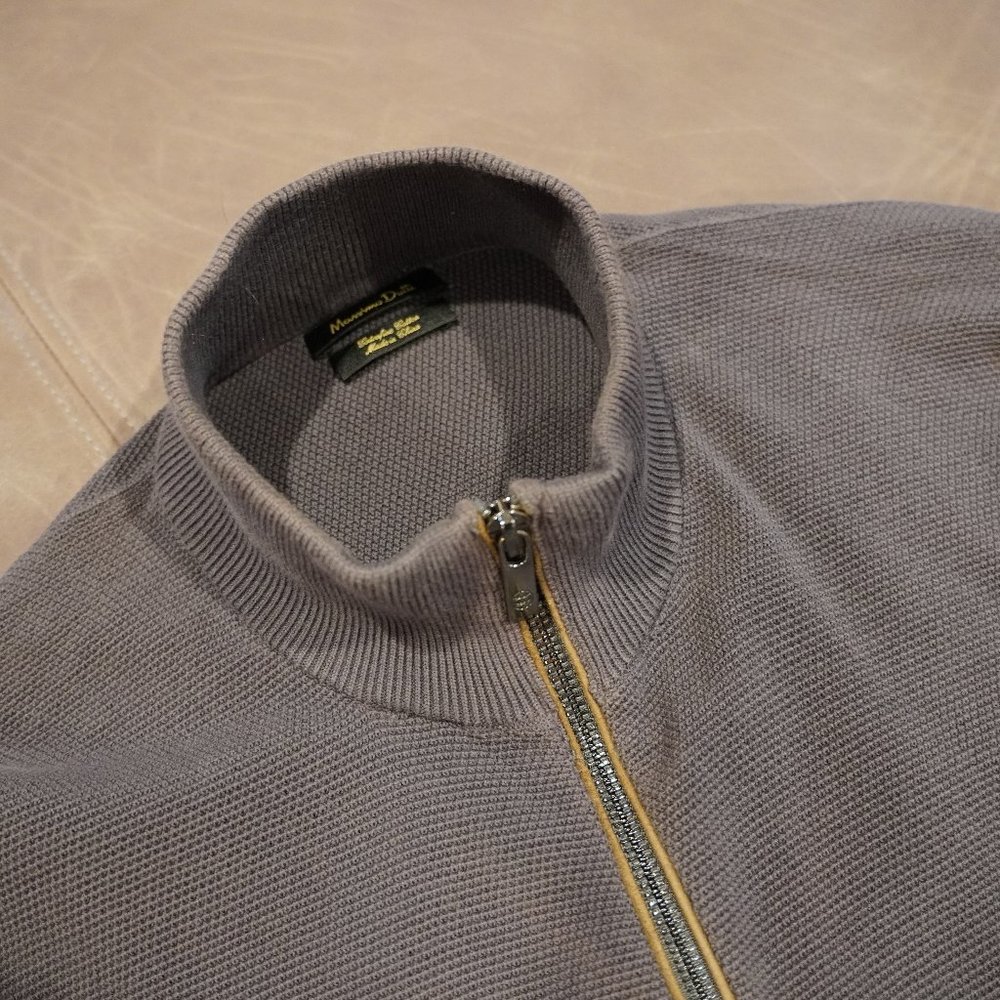 Massimo Dutti Cotton Full Zip Sweater - Gray XL